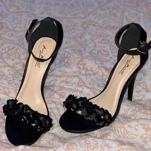 Ankle strap black heels